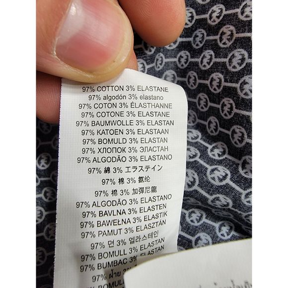 Michael Kors Slim Fit Geometric Navy Blue Long Sleeve Shirt - Medium - Picture 5 of 6